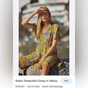 Robin Tiered Mini Dress In Yellow